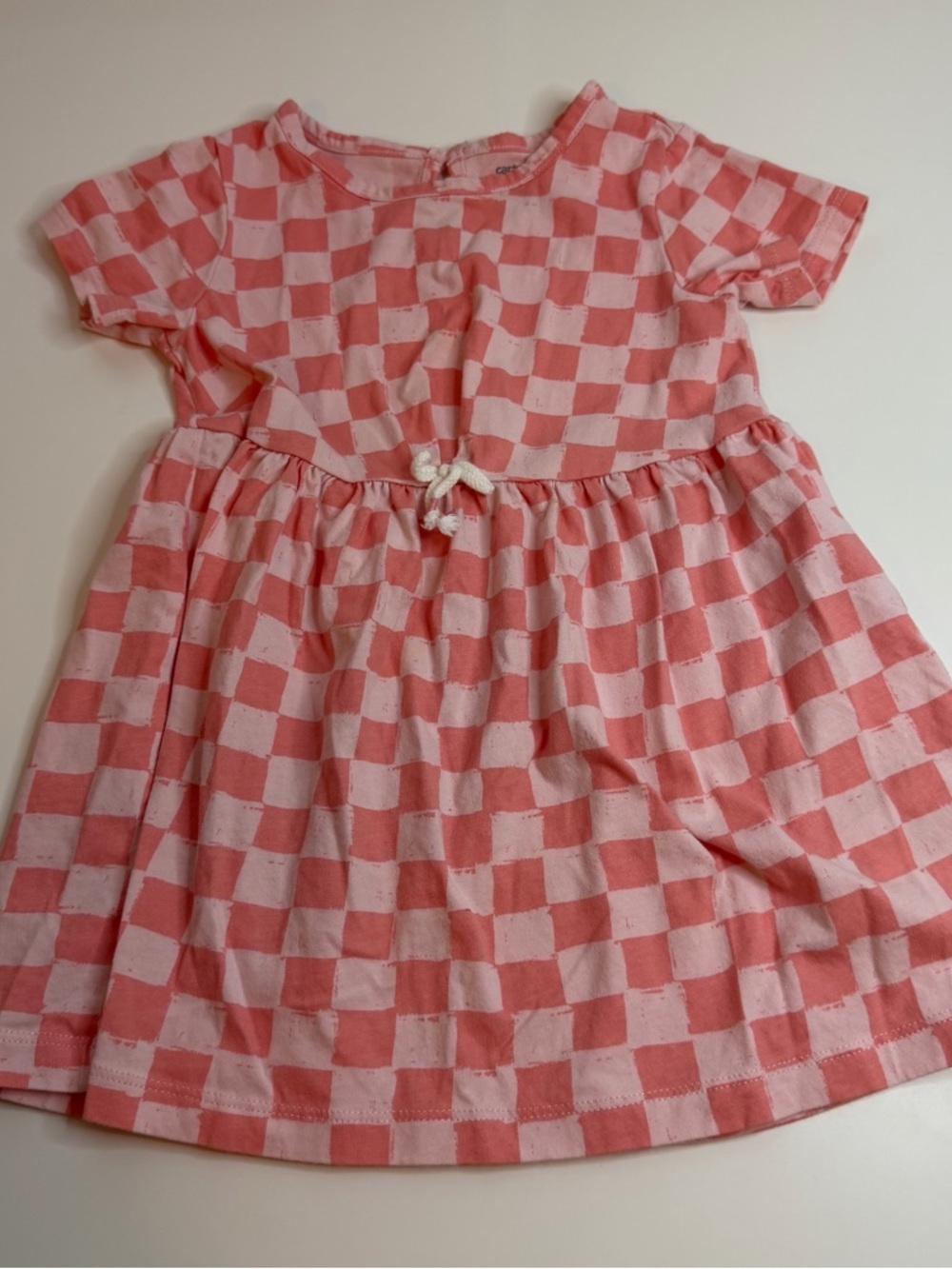 Carter's Pink Checkerboard Short Sleeve Cotton Dress